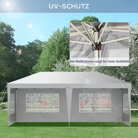 Outsunny Faltpavillon ca. 6 x 3 m Pavillon Partyzelt mit UV-Schutz, Seitenwänden