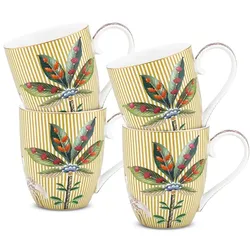 Becher PIP STUDIO "La Majorelle", gelb, B:13,7cm H:11,1cm Ø:9,4cm, Porzellan, Trinkgefäße, Kaffeetassen im 4er-Set, La Majorelle, 450 ml