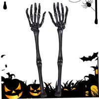 Skelettdekor, 1 Paar Halloween Skelett Handknochen, 12,6 im menschlichen Skelettarm mit Skeletthand, gruselige gruselige realistische Plastik -Skelette Halloween Dekorationen für Party, Schwarz