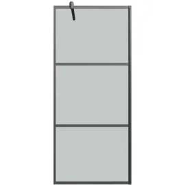 vidaXL Duschwand Walk-In Dusche 80 x 195 cm Dunkel ESG Glas Schwarz