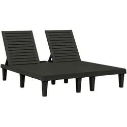 vidaXL Doppel-Sonnenliege Schwarz 155x138x83 cm Polypropylen
