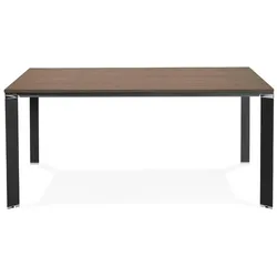 Kadima Design Büroschreibtisch quadratisch Design  160x160 cm  Chrom-Highlights  Extragroßer Meetingtisch  Braun-Schwarz