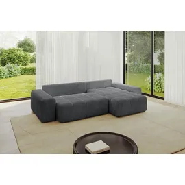 altdecor Ecksofa Cord 2-Sitzer Dunkelgrau