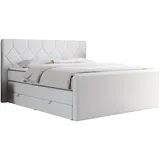 MKS Meble Boxspringbett Weiß, Textil, 2-Sitzer, H3, Rechteckig, 140x200 cm, Schlafzimmer, Betten, Boxspringbetten