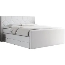 MKS Meble Boxspringbett Weiß, Textil, 2-Sitzer, H3, Rechteckig, 140x200 cm, Schlafzimmer, Betten, Boxspringbetten