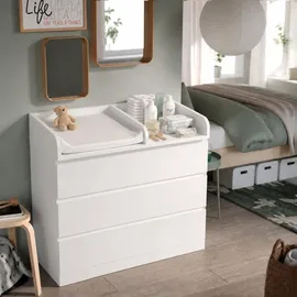 comfortcove Wickelaufsatz Wickeltisch Kommode Weiß Matratze 50 cm mit Ablage 80x70 Universal für MALM HEMNES Baby Wickelkommode - Weiß