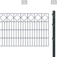 Arvotec Doppelstabmattenzaun »ESSENTIAL 80 zum Einbetonieren "Karo" mit Zierleiste«, Zaunhöhe 80 cm, Zaunlänge 2 - 60 m 34099728-0 anthrazit H/L: 80 cm x 48 m