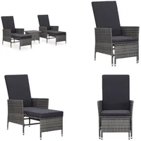 vidaXL Tidyard 8-TLG. Gartenlounge Set mit Kissen Poly Rattan Grau - Garten-Lounge-Set - Gartenlounge-Set - Gartenmöbel-Set - Loungemöbel-Set - Grau