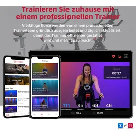 JASPORT Smart Indoor Speedbike S3, leise Heimtrainer, Magnetbremssystem, App mit Trainingskursen, Kinomap & Zwift kompatibel, inkl. Pulsgurt - Schwarz/Weiß