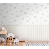 Living Walls "Wallpanel Tapete Wandpaneele Motivtapete Regenbogen Landhaus", weiß (creme,beige,gelb), B:1,59m H:0,02m L:2,8m, Vlies, Tapeten, Vliestapete Kinderzimmer für Schlafzimmer Wohnzimmer Wandpaneele Flur