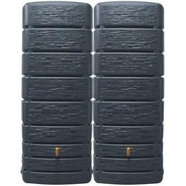 4rain Slim Stone Decor Wandtank Set 2 x 500 l inkl. Verbinder graphitgrau