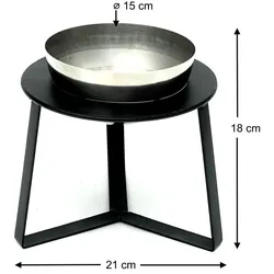 DanDiBo Blumenhocker Metall mit Topf Schwarz Silber 18 cm Blumenständer 96091 S Blumensäule Modern Pflanzenständer Pflanzenhocker