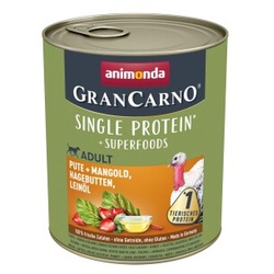 animonda GranCarno Adult Superfoods Pute & Mangold, Hagebutten, Leinöl 6x800 g