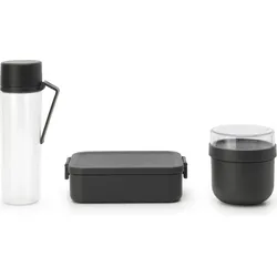 Make & Take Lunchbox-Behälter grau mit Flasche 3 El.