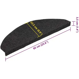 vidaXL Stufenmatten Selbstklebend 15 Stk. 65x22,5x3,5 cm Schwarz