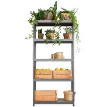 Trendline Schwerlastregal Stahl 180x90x40cm Silber 5 Holzböden