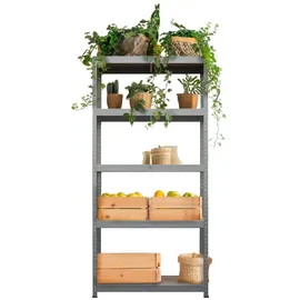 Trendline Schwerlastregal Stahl 180x90x40cm Silber 5 Holzböden