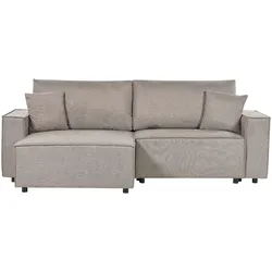 3-Sitzer Ecksofa taupe rechtsseitig mit Schlaffunktion Stauraum KARILA