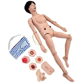 SXTYFBB Professionelle Pflegepuppe, 170 cm Lebensgroße Pflegetrainingspuppe, Trainingspuppe, CPR-Dummy, Patientenpflege, Genitalien, austauschbare Ganzkörperpuppe für medizinisches Lehrmittel