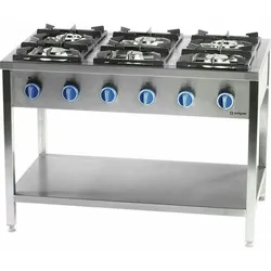 Stalgast Gastro Gasherd 6-Brenner Herd Standgerät Standherd 36,5 kW 1200x700x850mm Edelstahl