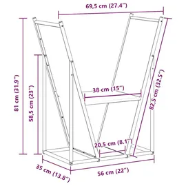 vidaXL Kaminholzregal Kaltgewalzter Stahl 69,5 x 35 x 81 cm Schwarz