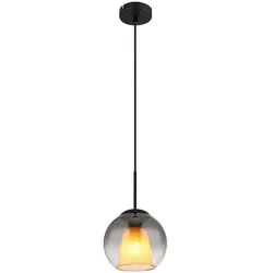 Pendelleuchte Hängelampe Esszimmerleuchte Glaskugel rauch schwarz E27 Kristall