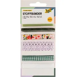 folia Geschenkband Flower Fields unterschiedlich grün/weiß