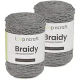 Makramee Garn 2er-Set Grau, Loopncraft, 2 X 2mm - 250m - 250g, Kettengarn, Braidy Garn, Recycling Garn, Black Friday