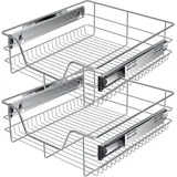 Teleskopschublade Küchenschublade Küchenschrank Korbauszug Schrankauszug Vollauszug Schublade 2x 50cm - Silber - Kesser
