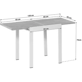 Merxx Gartentisch 130 x 65 x 75 cm beige/silber