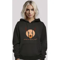 Kapuzenpullover F4NT4STIC "Weihnachten Red Nose", Damen, Gr. XXL, schwarz, Obermaterial: 65% Baumwolle, 35% Polyester, casual, relaxed fit, Langarm, Pullover, Premium Qualität, Weihnachten, Geschenk