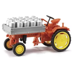 Traktor RS09 mit Pritsche und Milchkannen rot Modell von Mehlhose 1:87