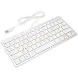 Bewinner Ultraflache USB Tastatur mit Kabel, 78 Tasten, Kompakte Computertastatur mit Scherentasten, Externe Plug and Play Tastatur für Laptop, Desktop, Büro, Zuhause(Silber)