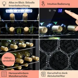 Klarstein Shiraz 20 Uno Weinkühlschrank 53l 20Fl Touch-Bedienfeld 5-18°C Schwarz