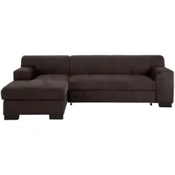 Ecksofa HOME AFFAIRE "Falk klare Linien, elegant und zeitlos, L-Form", braun (mocca), B:262cm H:77cm T:159cm, Sofas, mit Federkern und wahlweise mit Bettfunktion