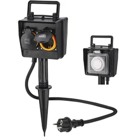 Hama Gartensteckdose 2-fach 2 m Schwarz 1 St.