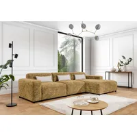 Fun Möbel Ecksofa Designersofa ROMY MAX in Stoff Enjoy Me Honiggelb Ottomane Rechts