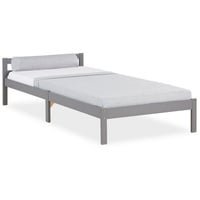 Homestyle4u 2046, Bett Holzbett 90x200 cm Grau Jugenbett Kinderbett