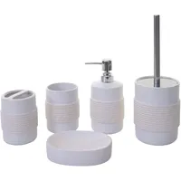MCW 5-teiliges Badset MCW-C73, WC-Garnitur Badezimmerset Badaccessoires, Keramik ~