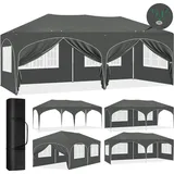 EUGAD Pavillon 3x6 m faltbar, Pop-Up Faltpavillon wasserfest Winterfest, für Camping Strand Garten, Grau - Grau