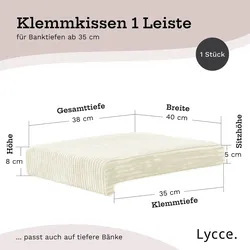 Lycce Klemmkissen Sitzkissen mit 1 Leiste, Cordstoff extra Polsterung