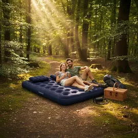 Avenli Luftbett King-Size 203x183x22 cm, aufblasbares Gästebett 2–3 Personen, mit Pumpe - blau