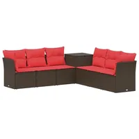 vidaXL Sofa Set 7-tlg. Braun/Rot Loungesofa