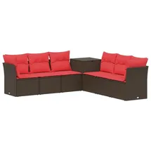 vidaXL Sofa Set 7-tlg. Braun/Rot Loungesofa
