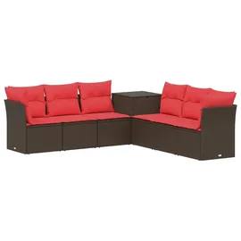vidaXL Sofa Set 7-tlg. Braun/Rot Loungesofa