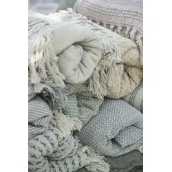 Plaid creme/olive breite Streifen