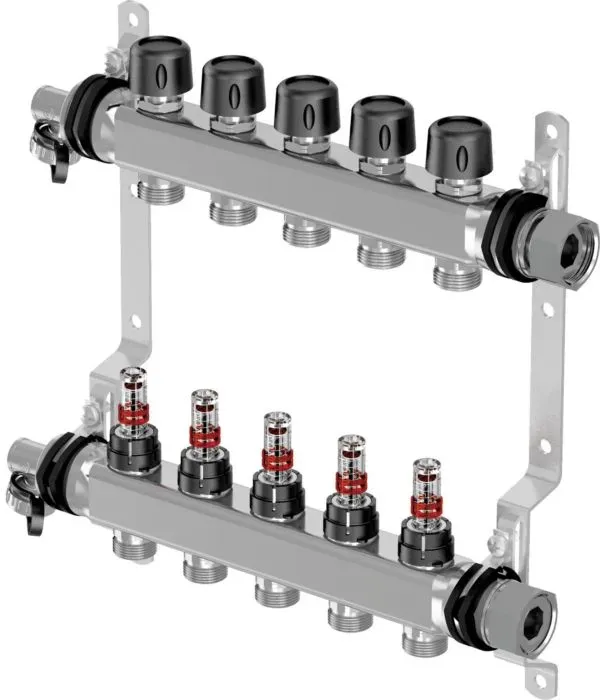Uponor Vario S Heizkreisverteiler 1086544 Edelstahl, FM 8 x 3/4 Eurokonus, als Komplettverteiler