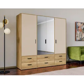 Forte Drehtürenschrank 205,9 x 200,1 x 52,7 cm Beige