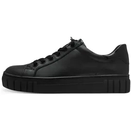 Marco Tozzi Damen Plateau Sneaker mit Lederanteil mit Schnürsenkeln, Schwarz 38 EU
