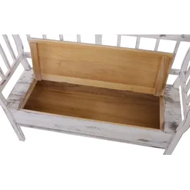 Mendler Sitzbank T207, Bank Truhenbank Staufach Kissen ~ weiß, shabby